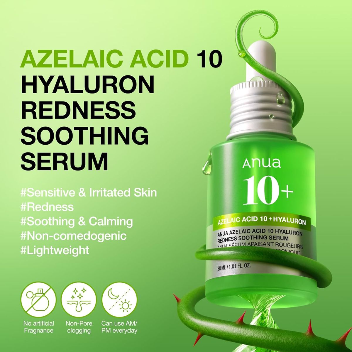 Anua Azelaic Acid 10 Hyaluron Serum: Redness Soothing