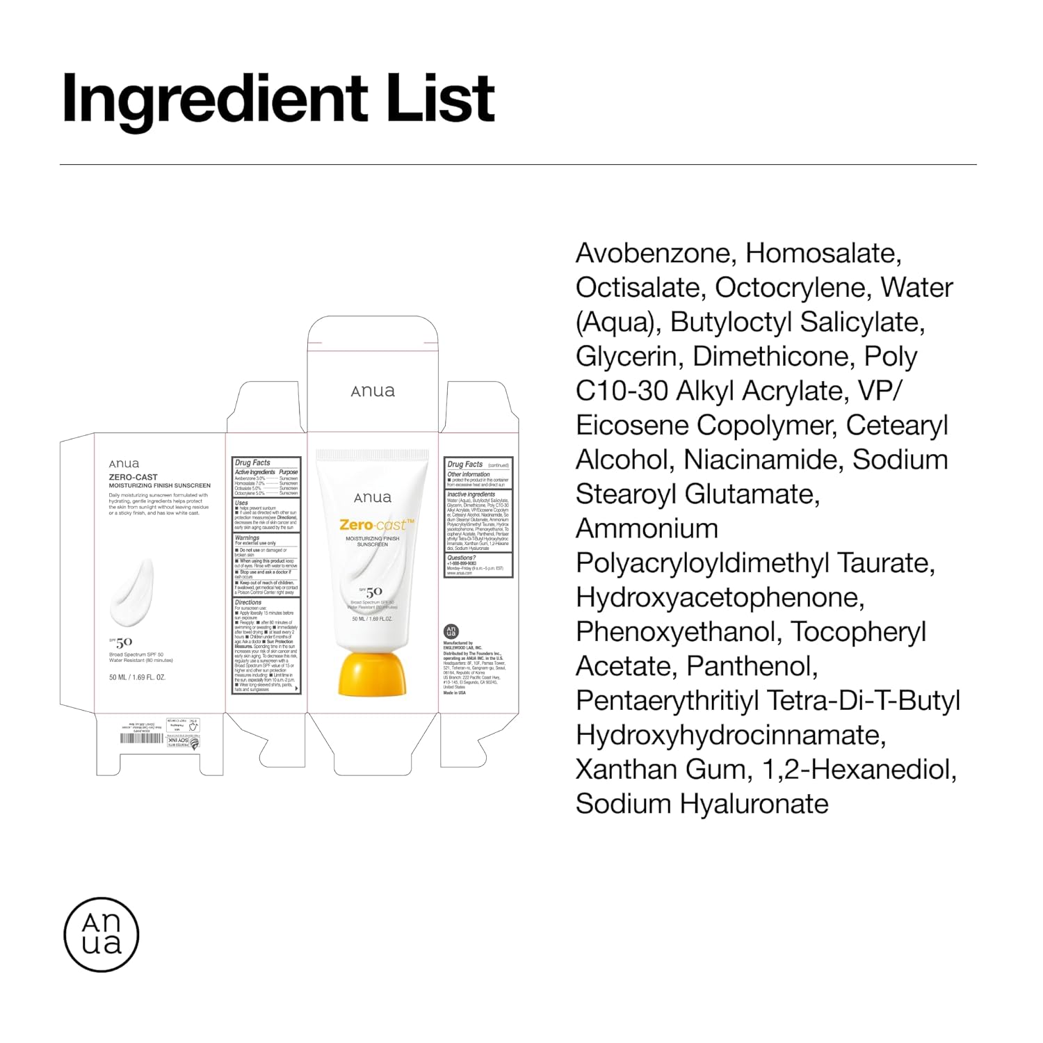 Anua Zero-Cast Moisturizing Sunscreen SPF 50 Glow