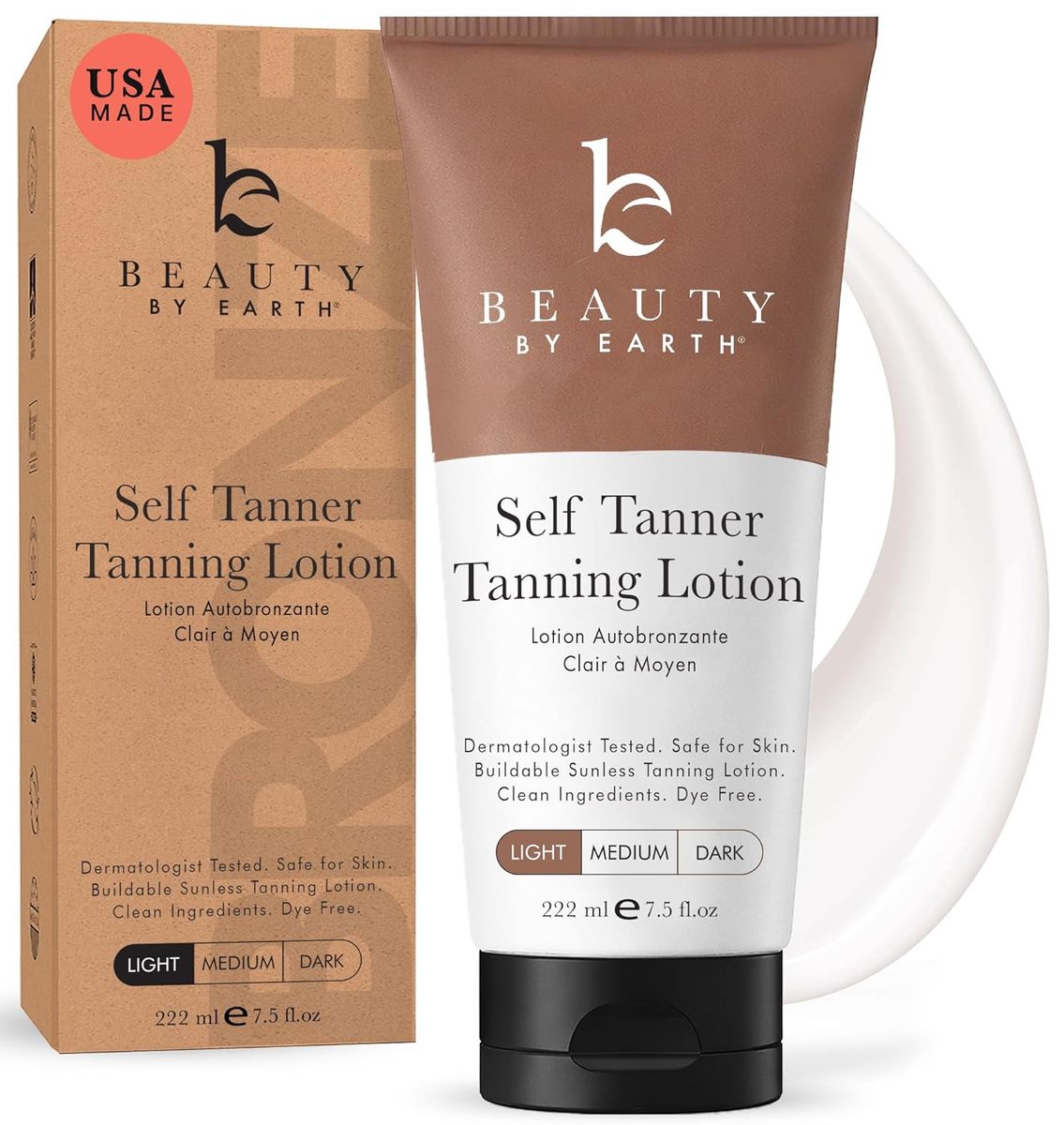 Beauty by Earth Tanning Lotion Self Tanner – USA Made, Organic Glow