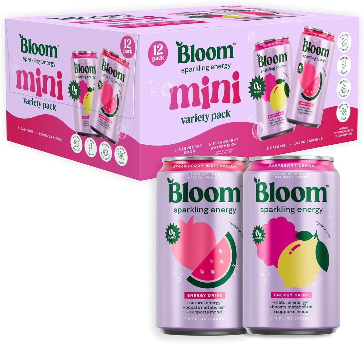 Bloom Nutrition Sparkling Energy: Zero Sugar, 180mg Caffeine
