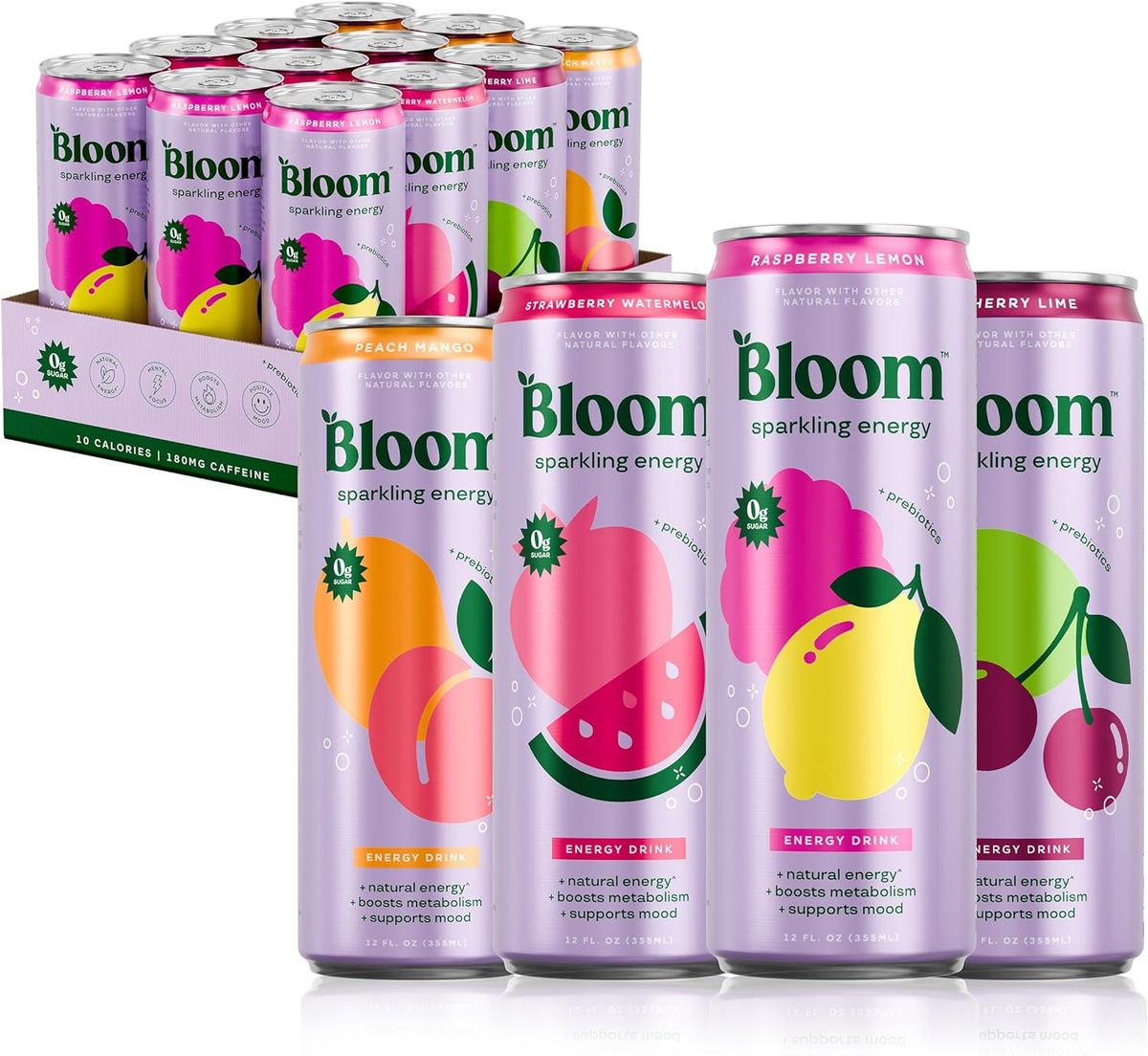 Bloom Nutrition Sparkling Energy Drink Variety Pack: Natural Caffeine Boost