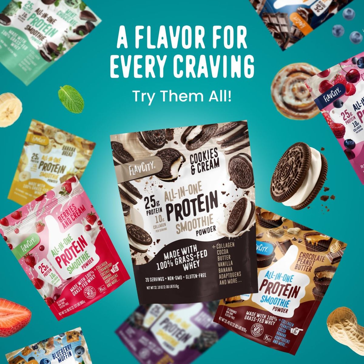 FlavCity All in One Protein Shake: Berries and Cream Bliss