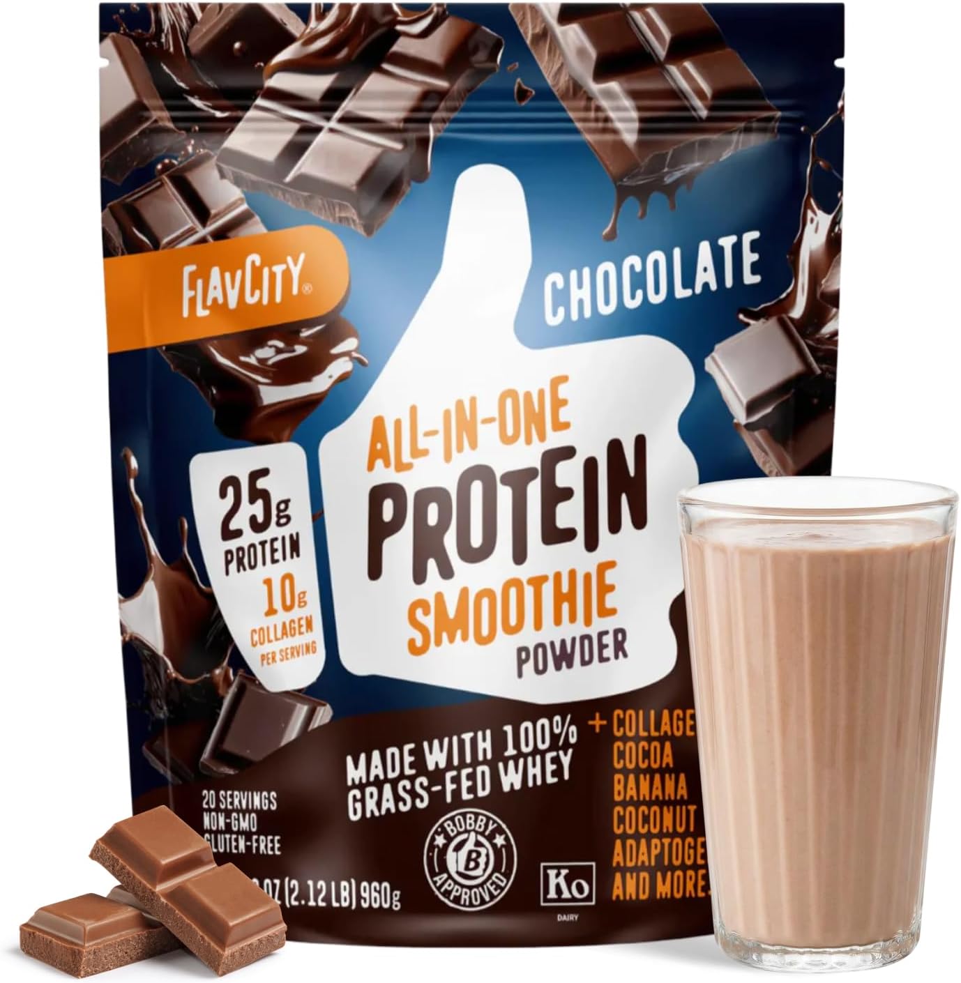FlavCity Chocolate All in One Protein Shake – Meal Alternative + Collagen