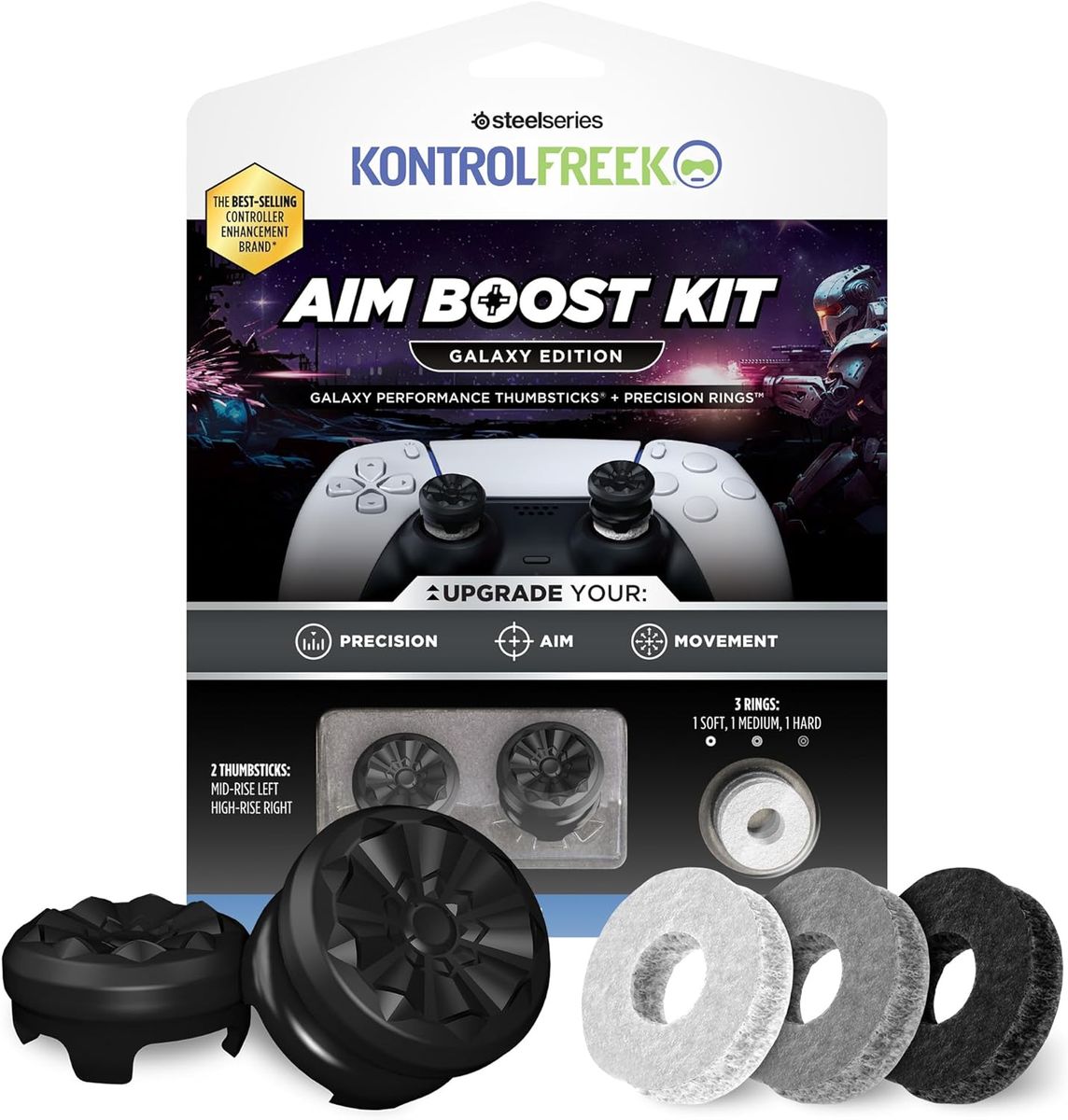 KontrolFreek Aim Boost Kit for PS5 & PS4 (Black Galaxy Edition)