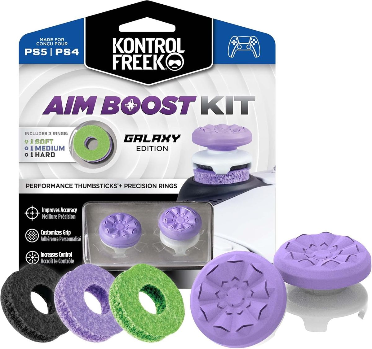 KontrolFreek Aim Boost Kit for PS5 & PS4 (Black Galaxy Edition)