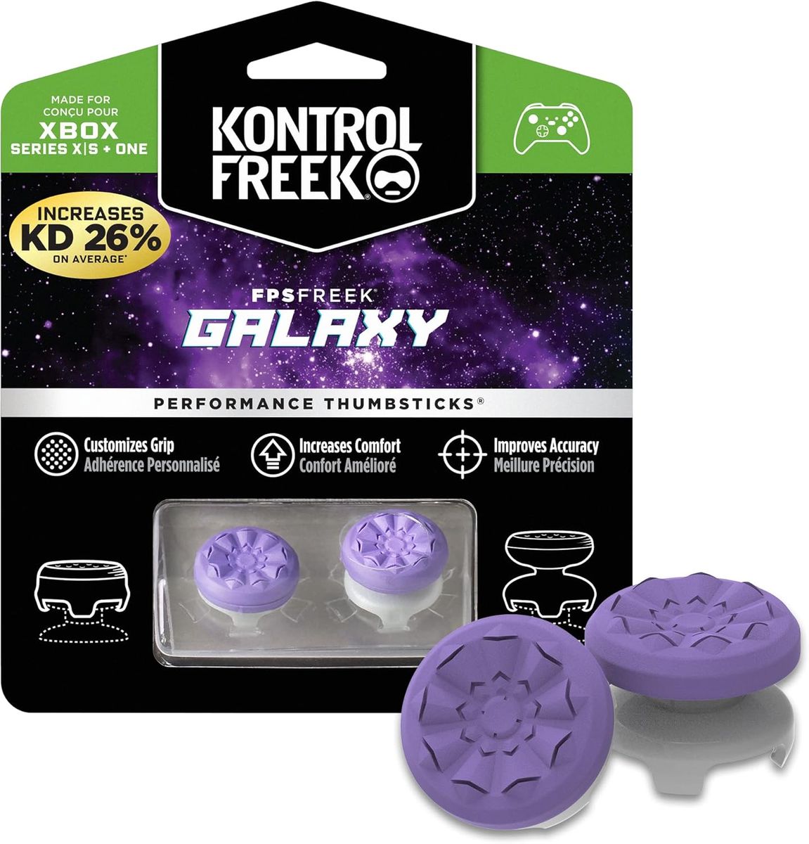 KontrolFreek Galaxy Purple Thumbsticks – Dominate Your Xbox Game