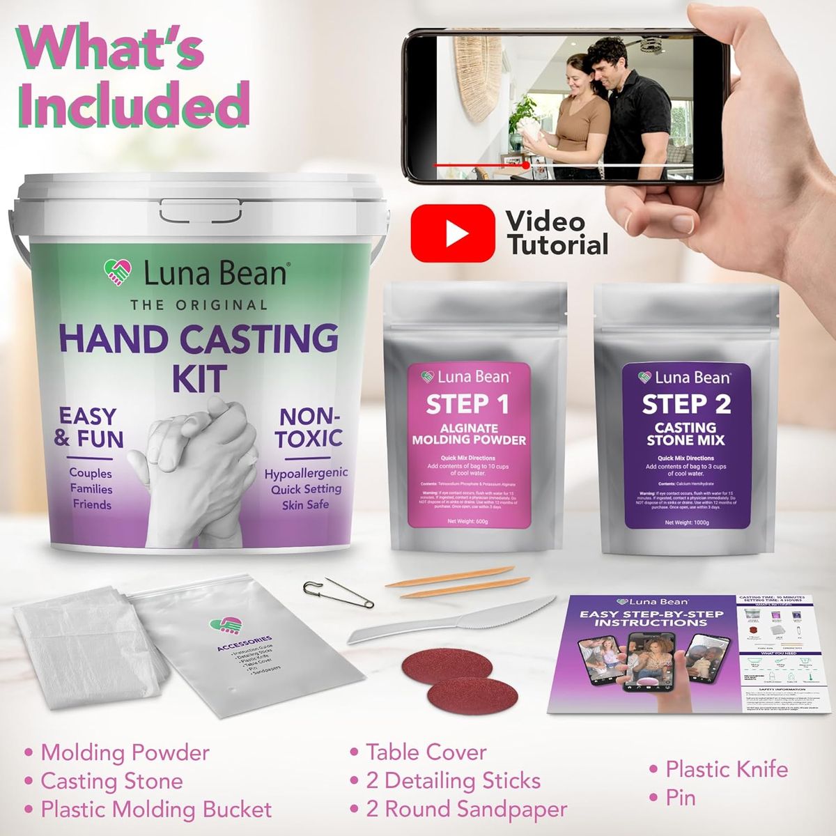 Luna Bean Hand Casting Kit – The Original Hand Mold Kit for Couples