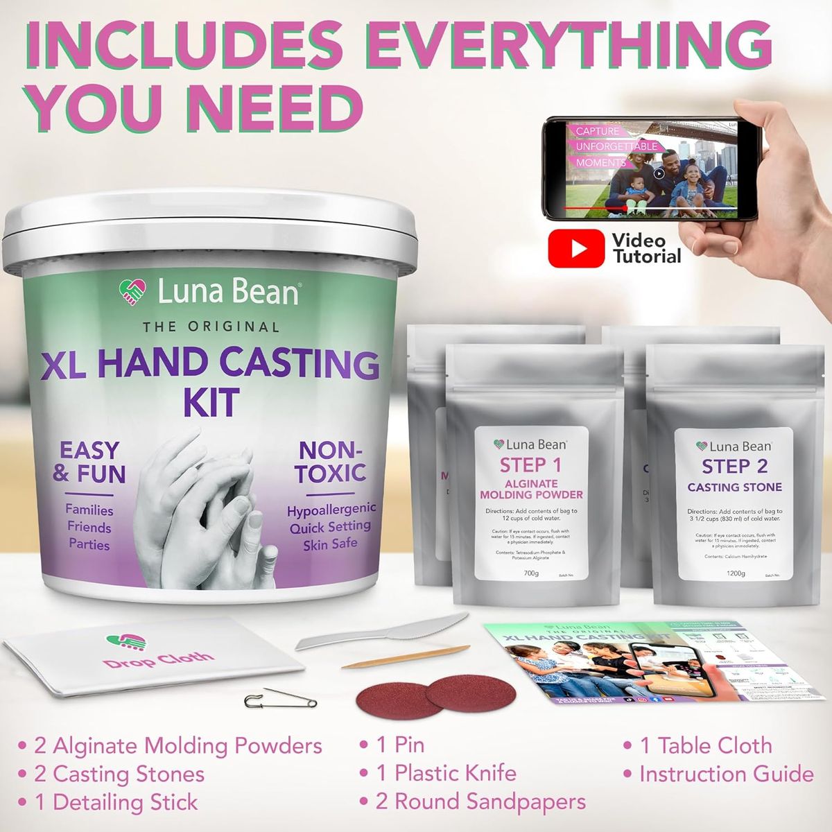 Luna Bean XL Family Hand Casting Kit – Lasting Memories