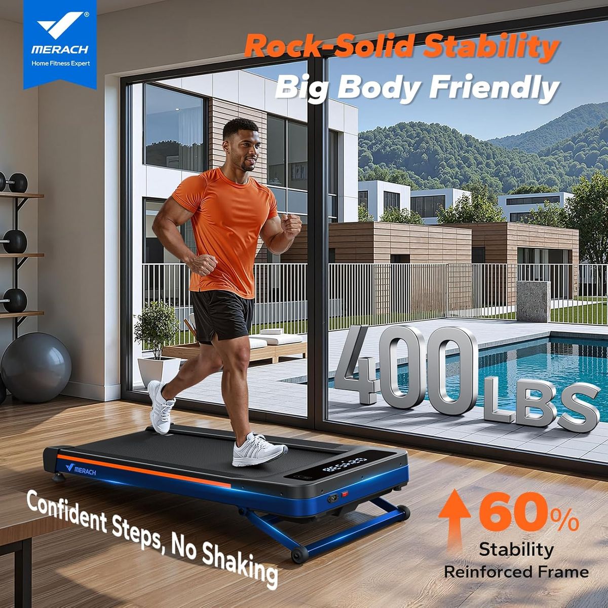 MERACHFITNESS W50 Walking Pad: 12% Auto Incline Home Treadmill