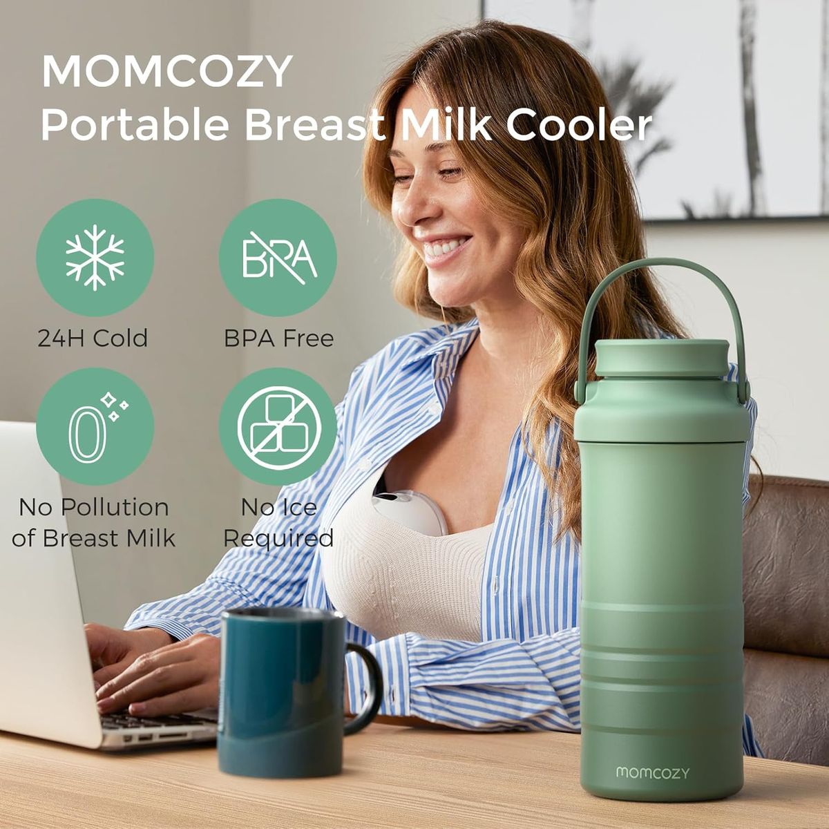 Momcozy 22oz Portable Breast Milk Cooler: 24-Hour Cooling for Busy Moms