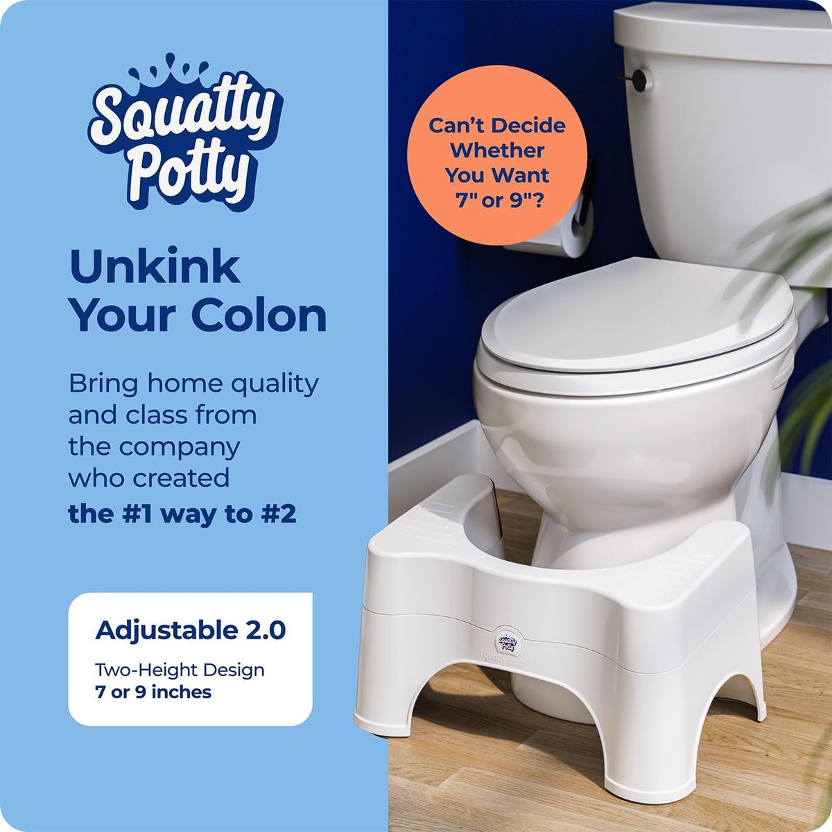Squatty Potty Adjustable 2.0 Toilet Stool – Better Bathroom Health