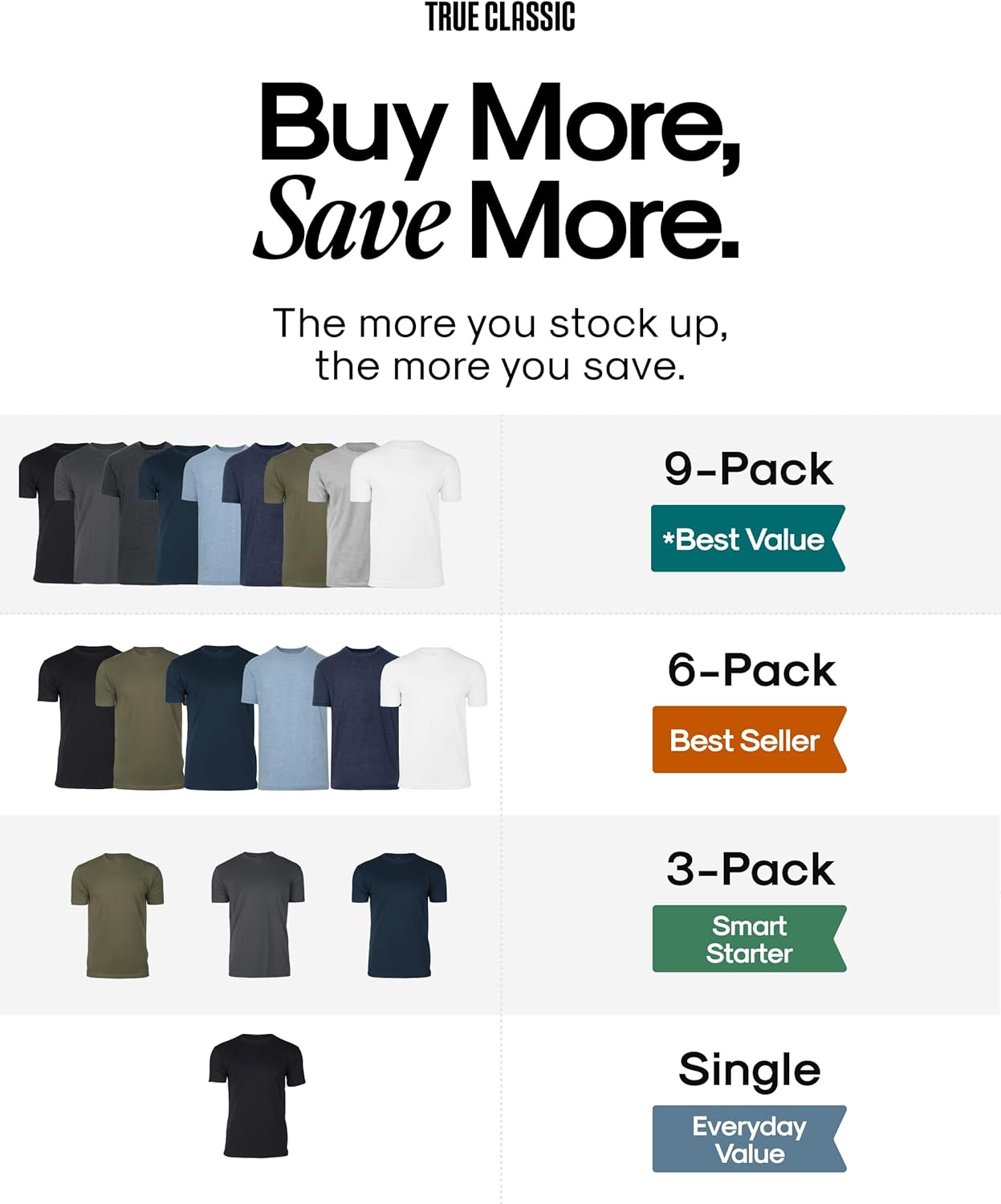 True Classic Mens T-Shirts Pack of 6 – Ultimate Everyday Comfort