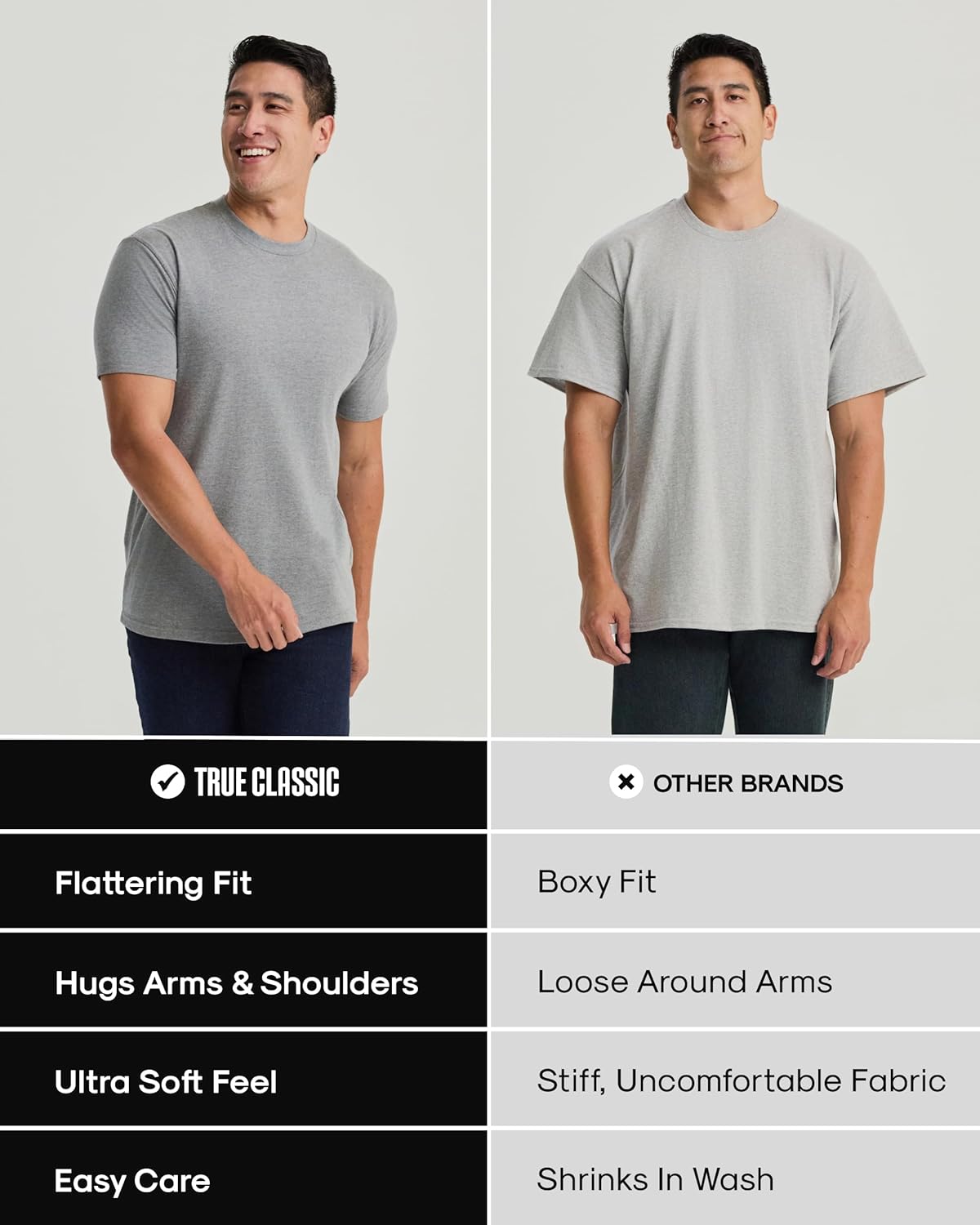 True Classic 6-Pack Crew Neck T-Shirts for Men