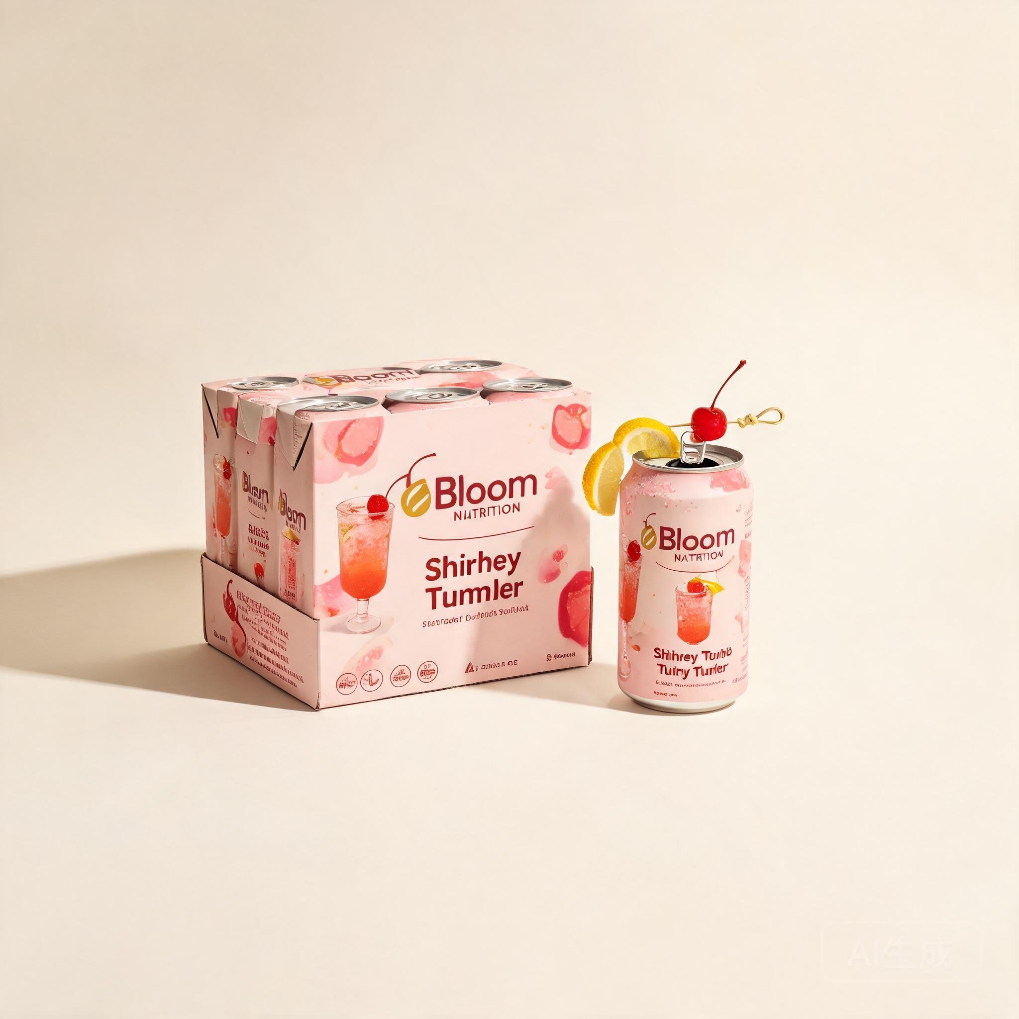 Bloom Nutrition Sparkling Energy Drink: Shirley Temple 12-Pack