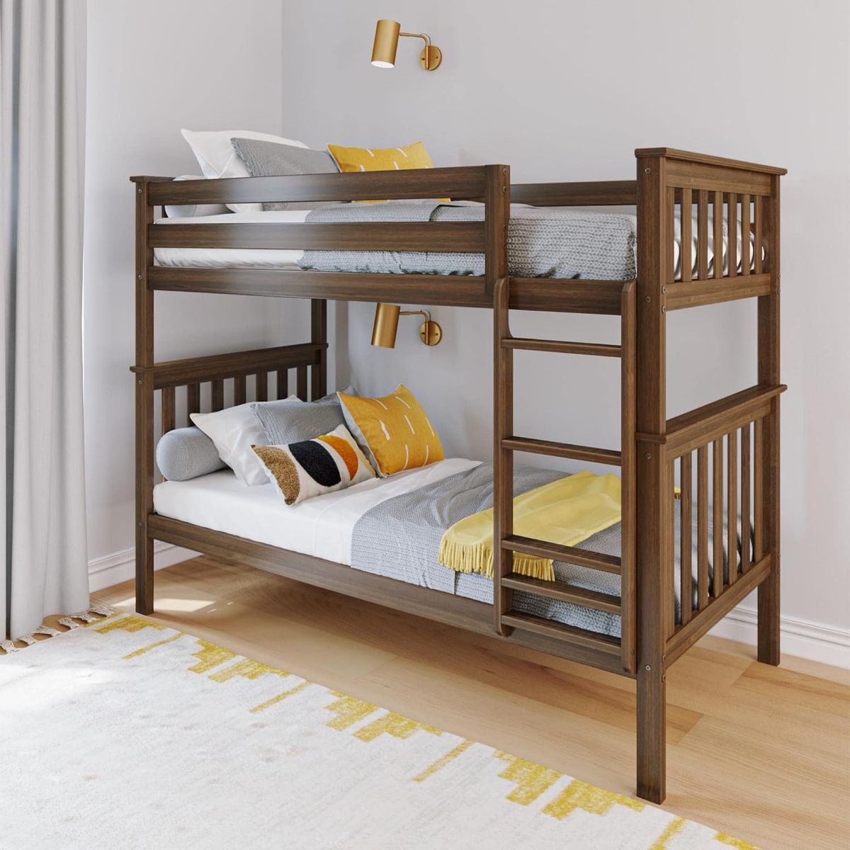 PlankBeam Max & Lily Twin-Over-Twin Walnut Bunk Bed