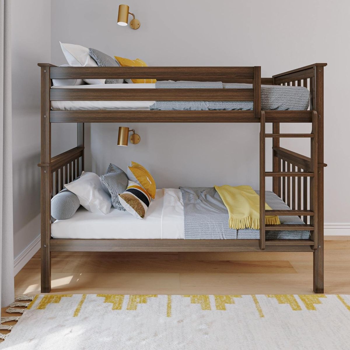 PlankBeam Max & Lily Twin-Over-Twin Walnut Bunk Bed