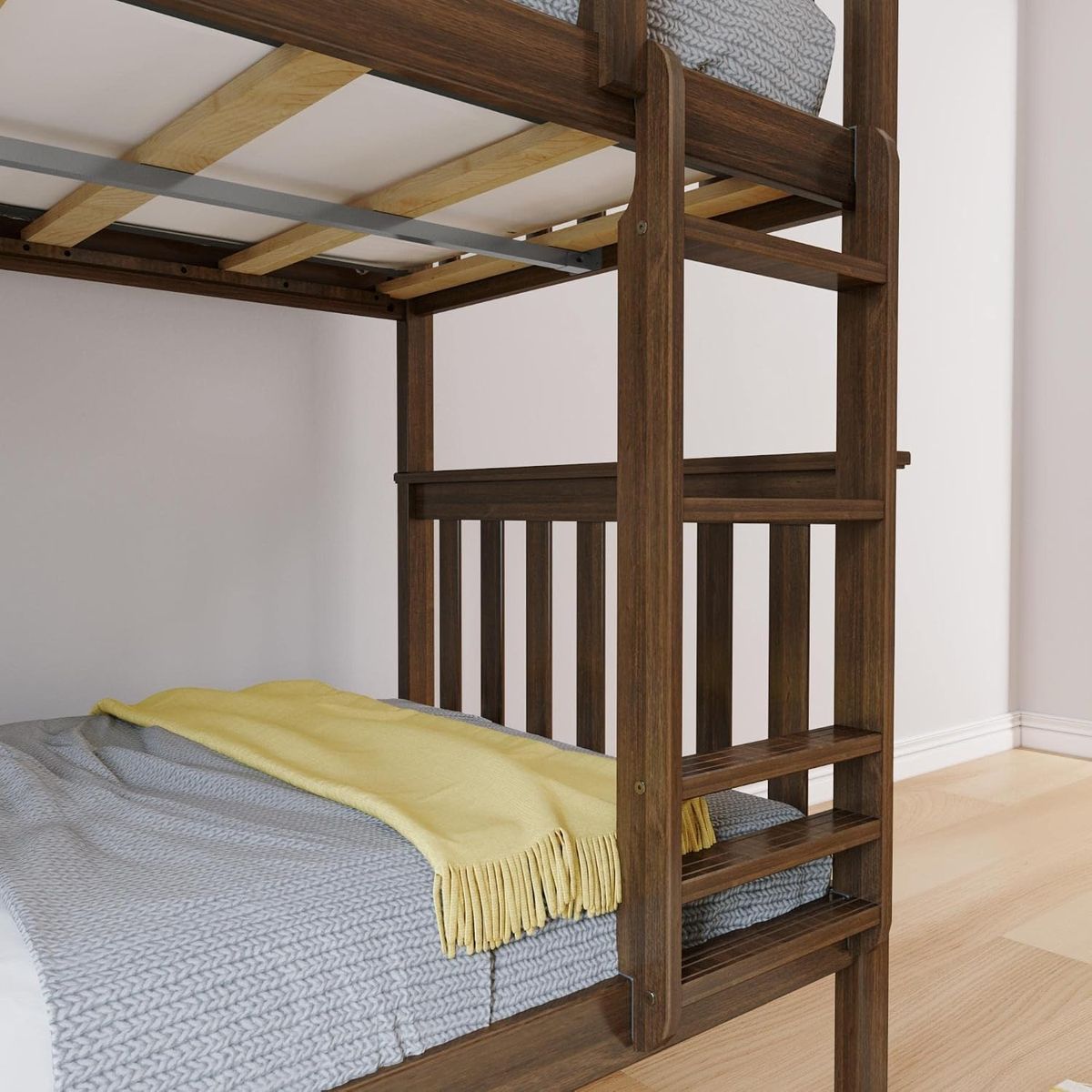 PlankBeam Max & Lily Twin-Over-Twin Walnut Bunk Bed